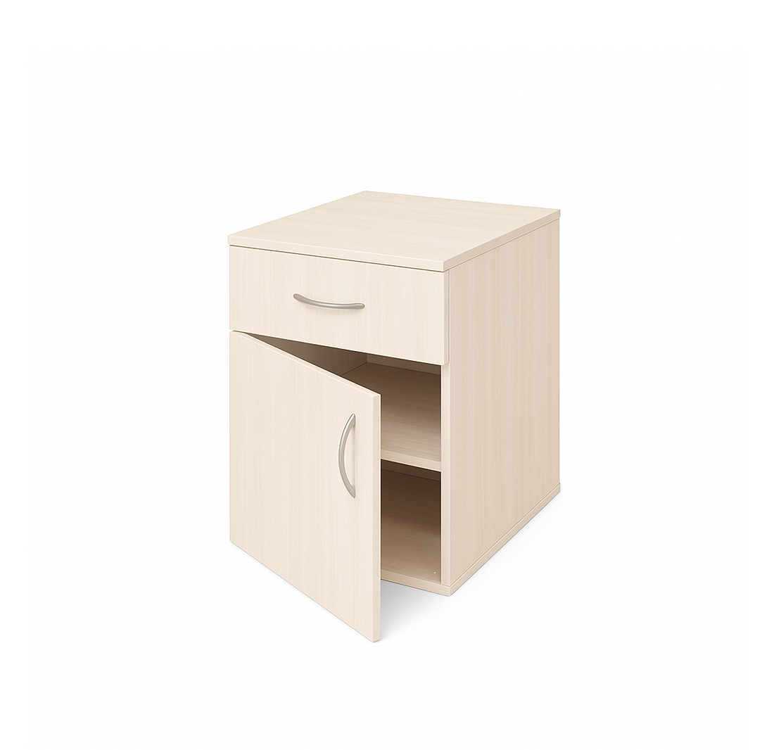 Тумбочка з дверцею та шухлядою на роликових направляючих, 1 закрита полиця, ЛЕЛЕКА, 403х403х596 мм.